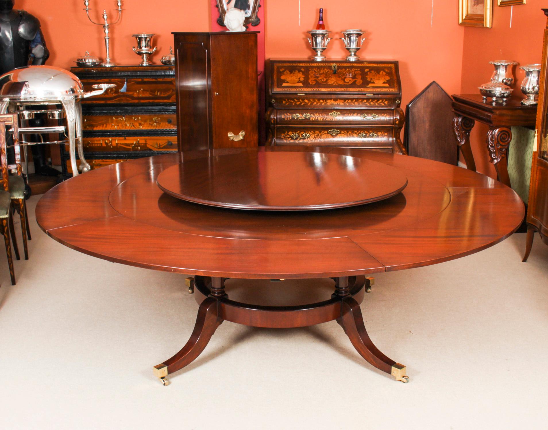 Vintage Mahogany Jupe Dining Table Lazy Susan & Leaf Cabinet Mid 20th C 11