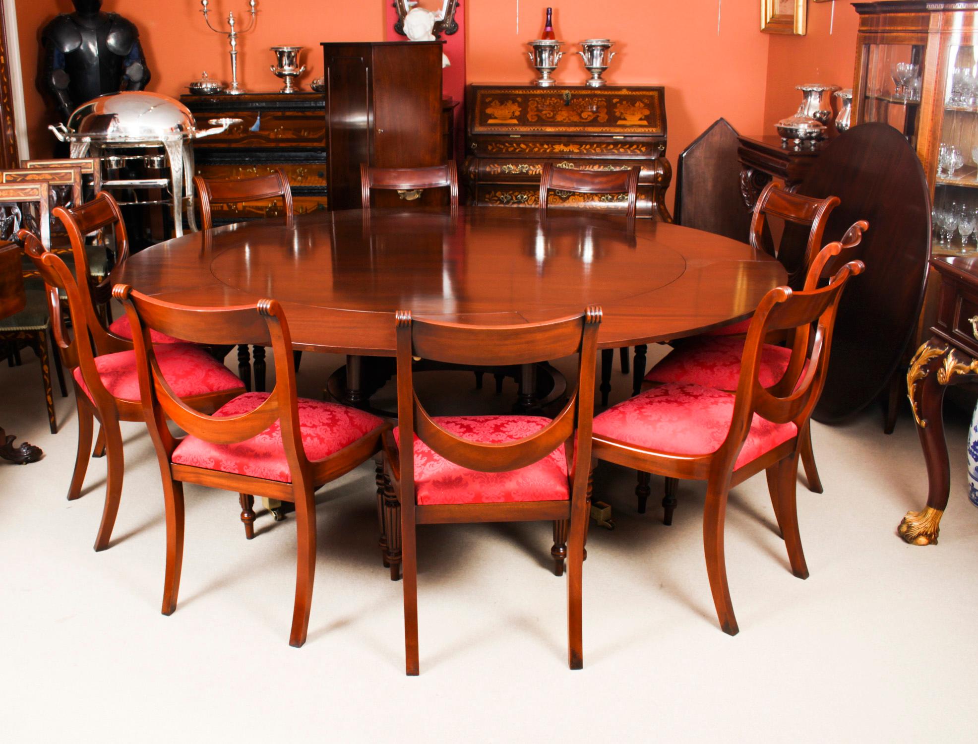 Vintage Mahogany Jupe Dining Table Lazy Susan & Leaf Cabinet Mid 20th C In Good Condition In London, GB