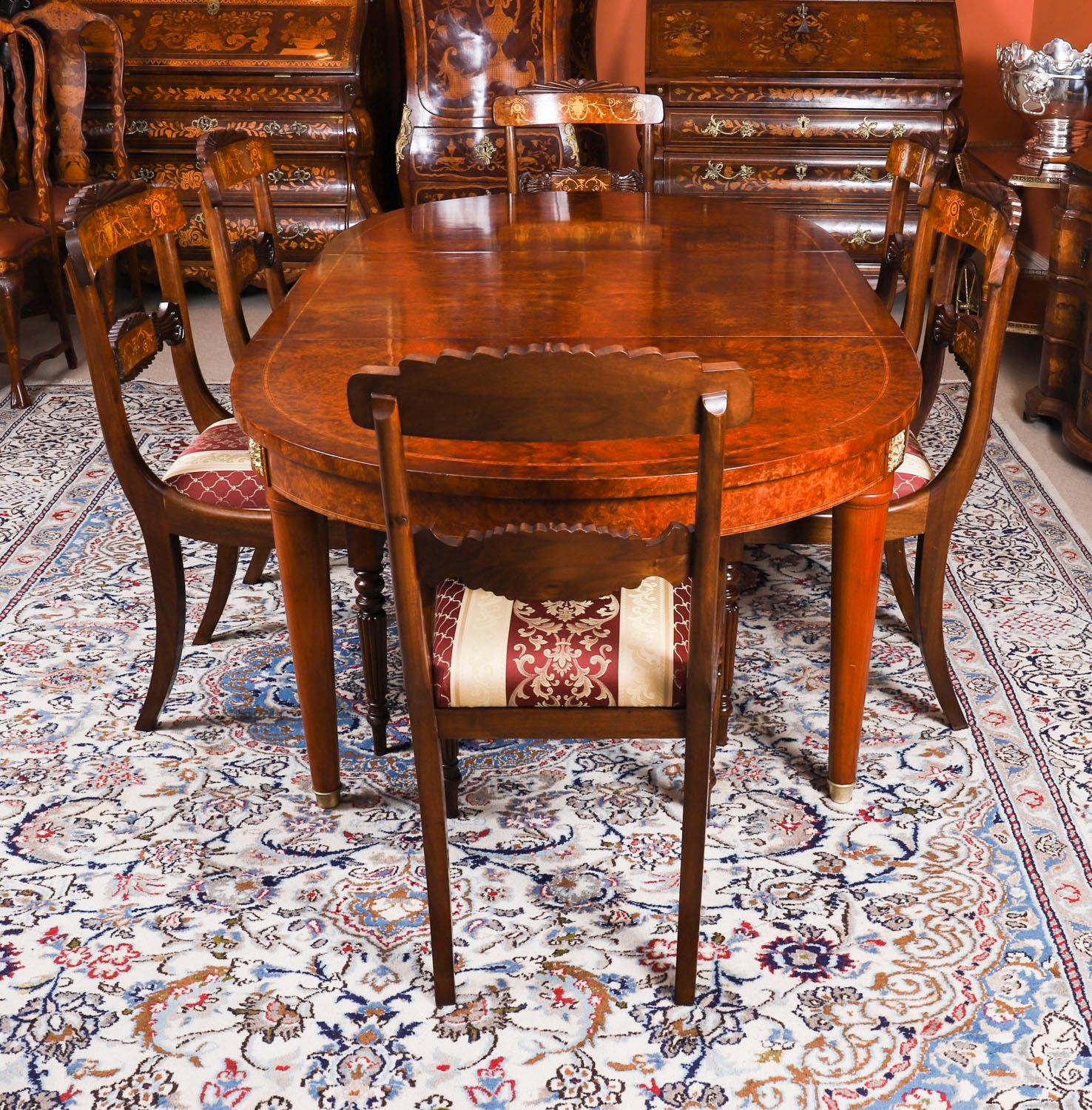 Vintage 7ft Französisch Empire Revival Burr Walnuss Esstisch 20. Jahrhundert im Zustand „Gut“ im Angebot in London, GB