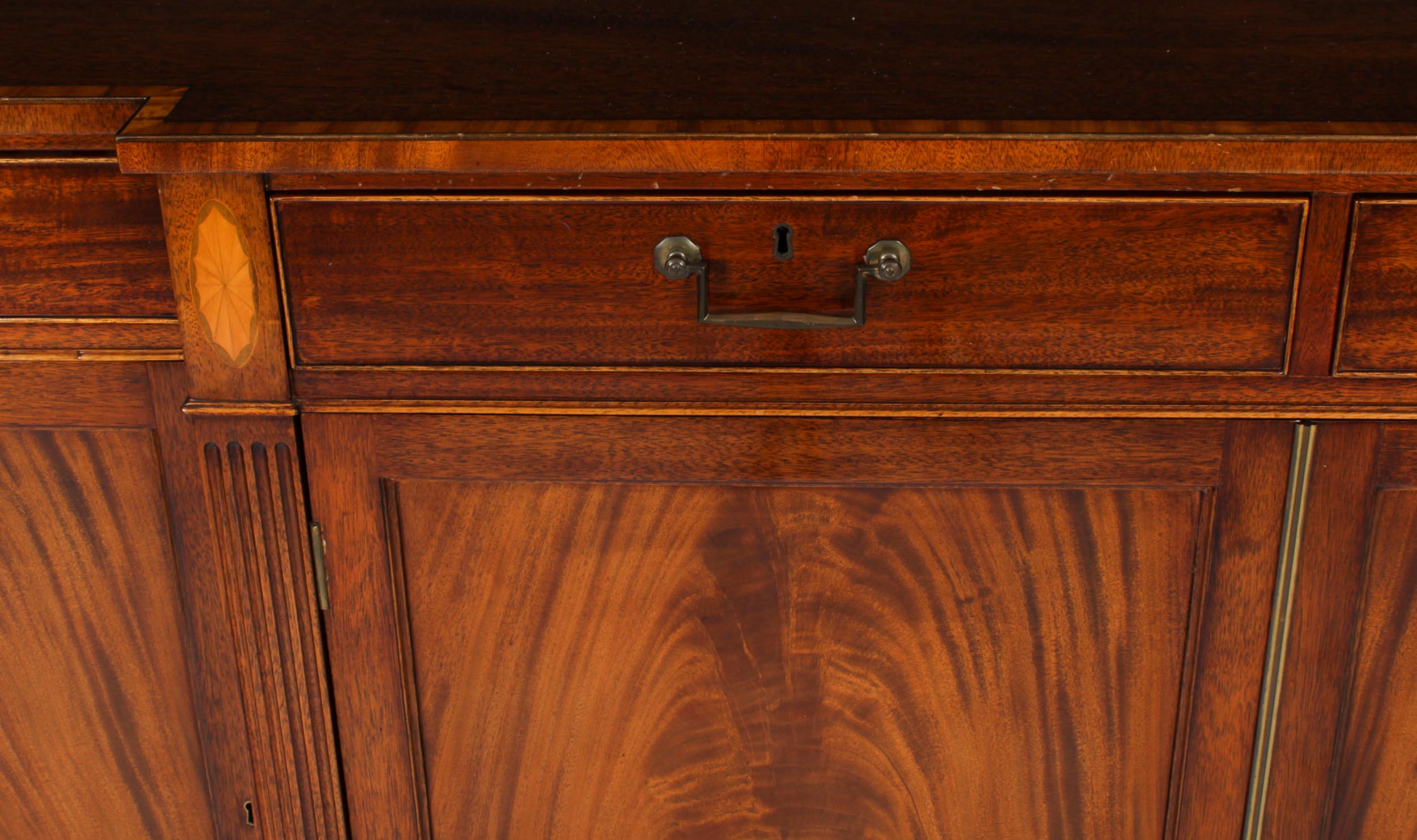 Regency Revival Vintage 7ft Large Flame Mahogany Sideboard by William Tillman Late 20th Century