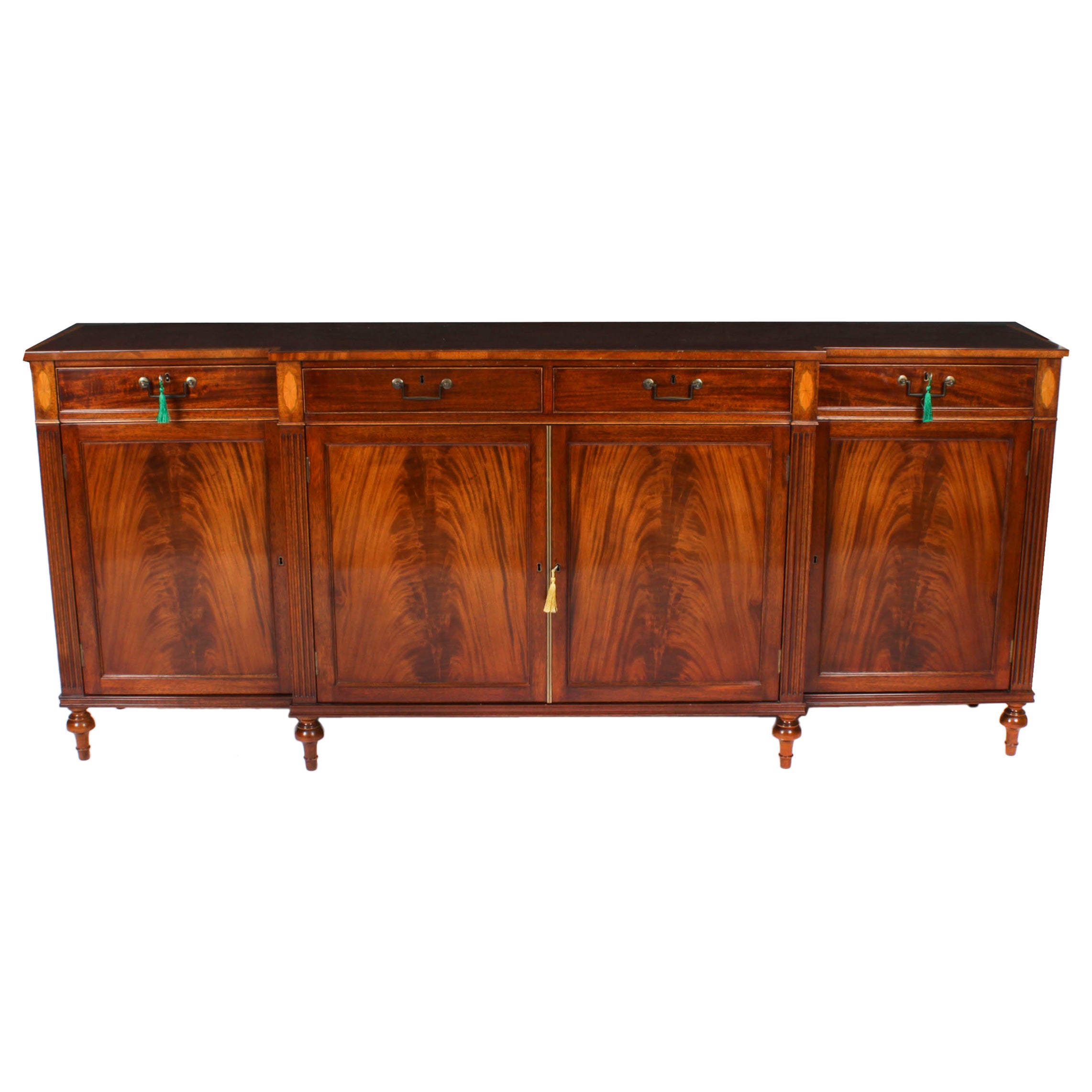 Vintage 7ft Large Flame Mahogany Sideboard by William Tillman Late 20th Century