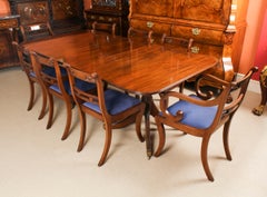 Vintage 7ft Regency Revival Twin Pillar Dining Table 20th C