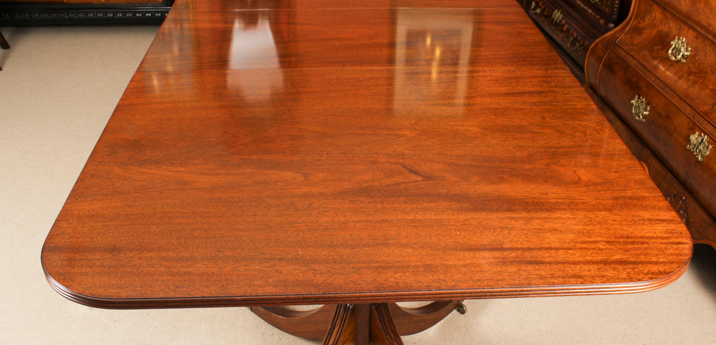 Vintage 7ft Regency Revival Twin Pillar Dining Table 20th C 1