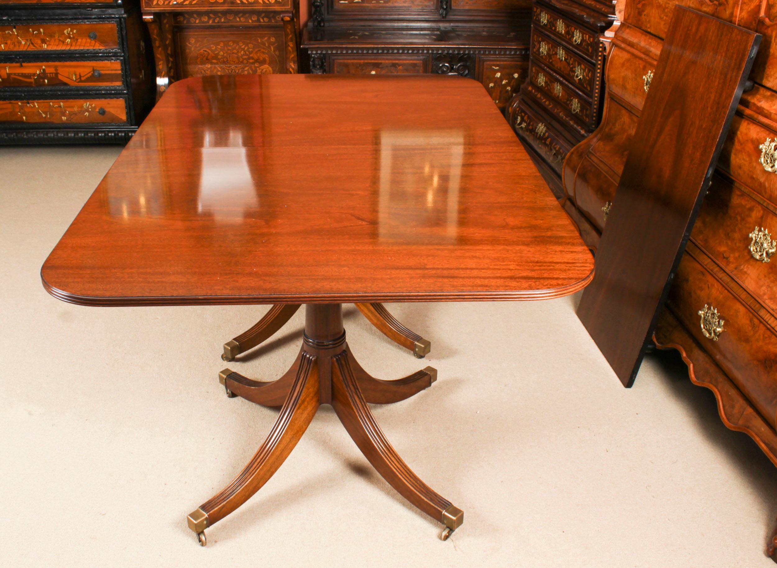 Vintage 7ft Regency Revival Twin Pillar Dining Table 20th C 3