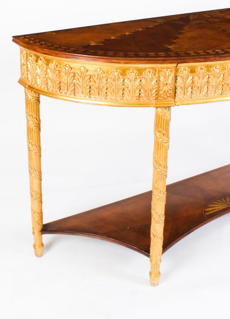 Sheraton Table Vintage Sheraton Revival Giltwood and Marquetry Console Table 20th ...