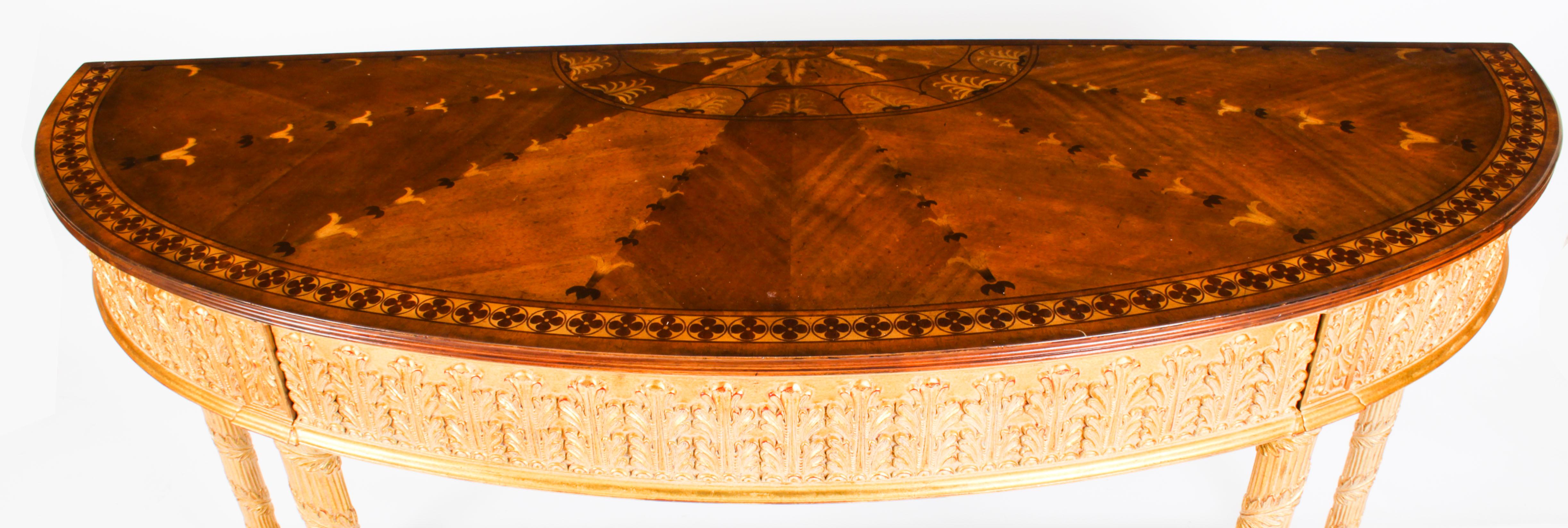 Vintage Sheraton Revival Giltwood & Marquetry Console Table 20th Century In Good Condition In London, GB