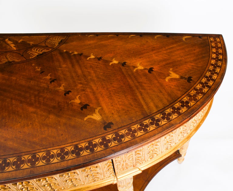 Sheraton Table Vintage Sheraton Revival Giltwood and Marquetry Console Table 20th ...