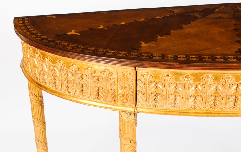 Sheraton Table Vintage Sheraton Revival Giltwood and Marquetry Console Table 20th ...