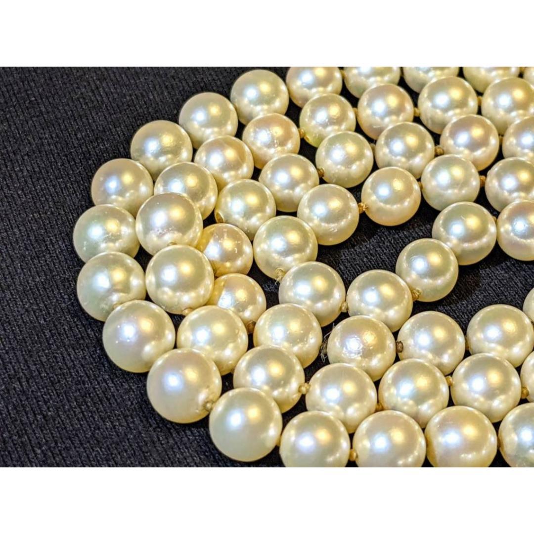 Vintage 7mm Japanese Akoya Saltwater Pearl 30 Inch Necklace FU Fortune 14k Gold 3