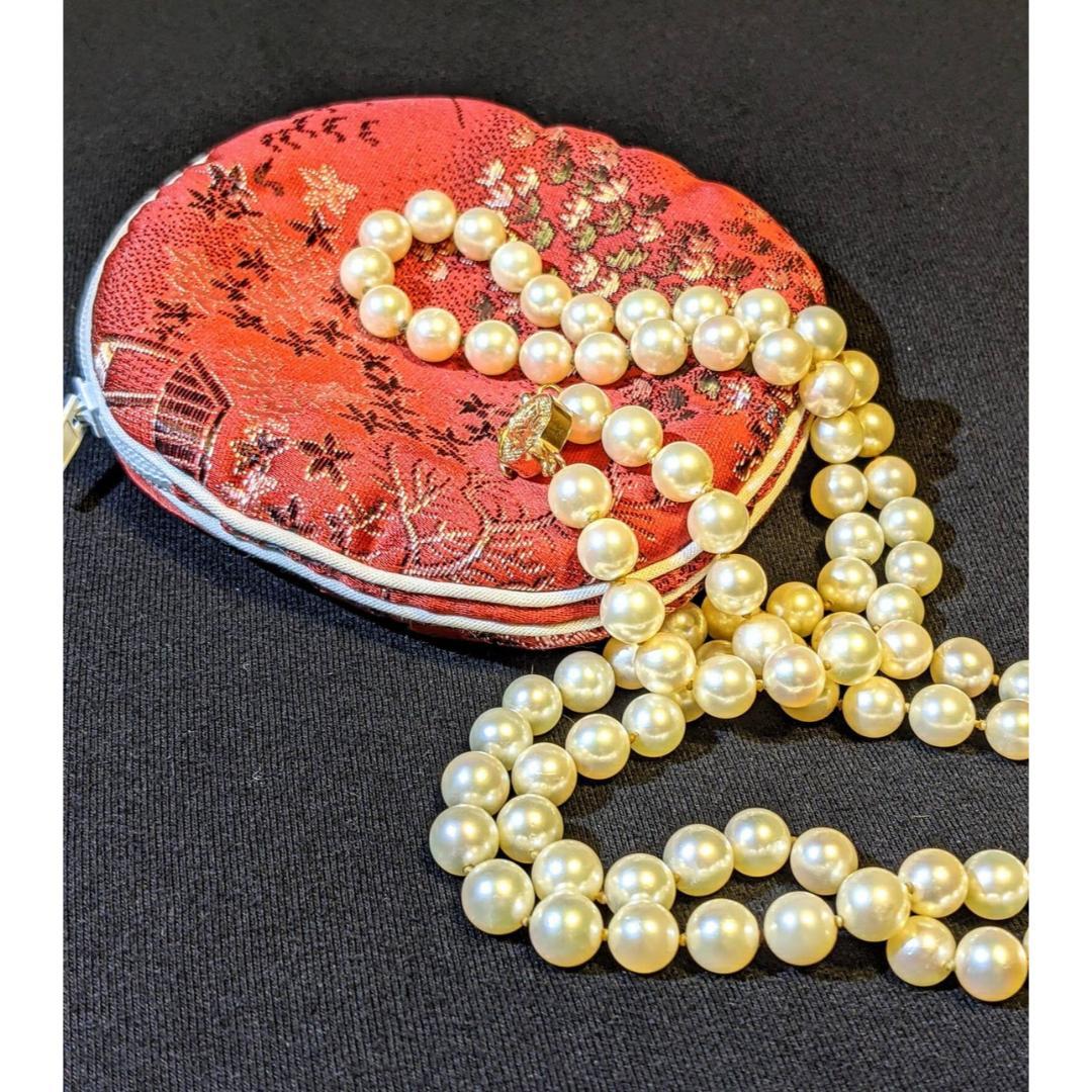 Vintage 7mm Japanese Akoya Saltwater Pearl 30 Inch Necklace FU Fortune 14k Gold 4