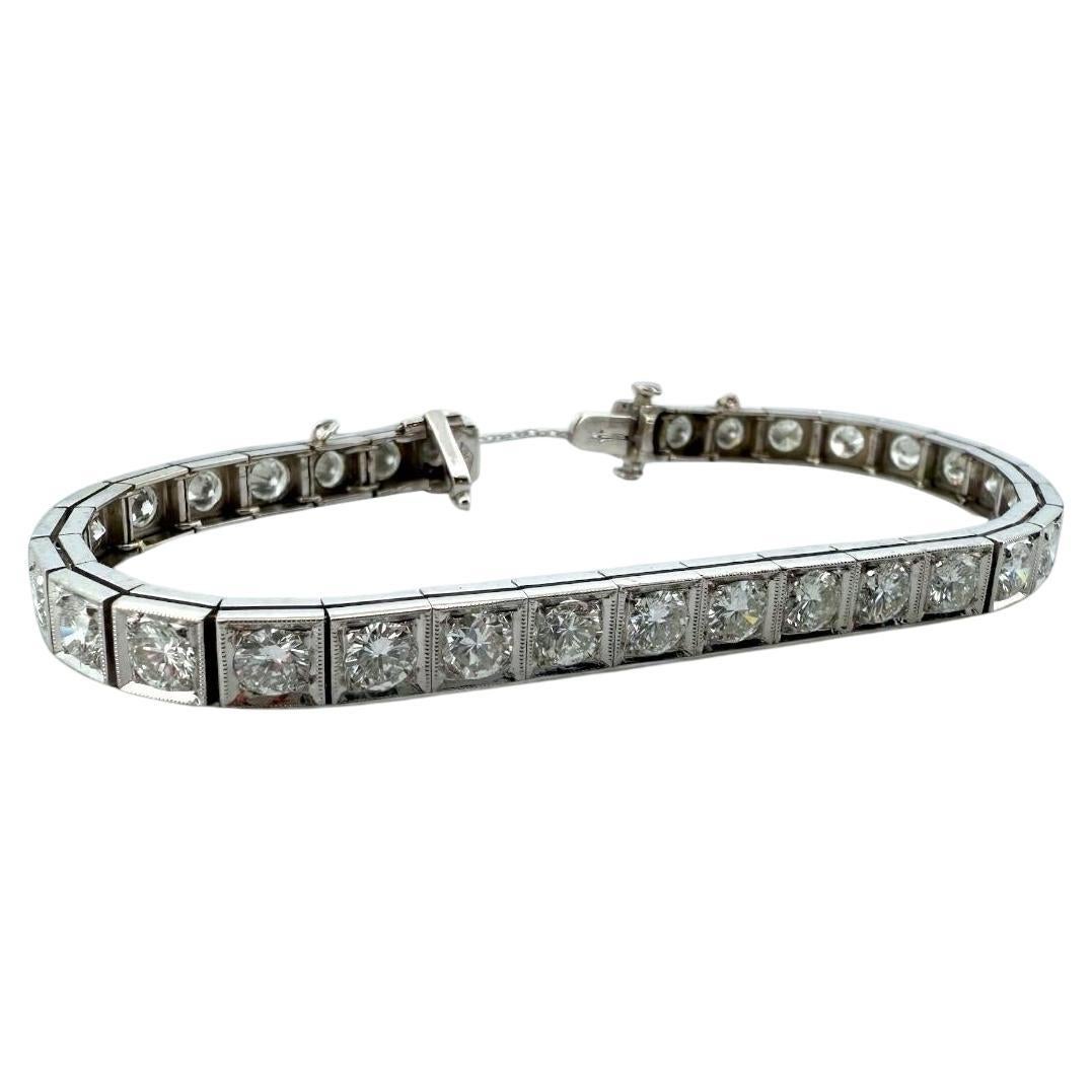 Vintage 8 Carat Diamond Tennis Bracelet 14K White Gold