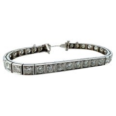Vintage 8 Carat Diamond Tennis Bracelet 14K White Gold