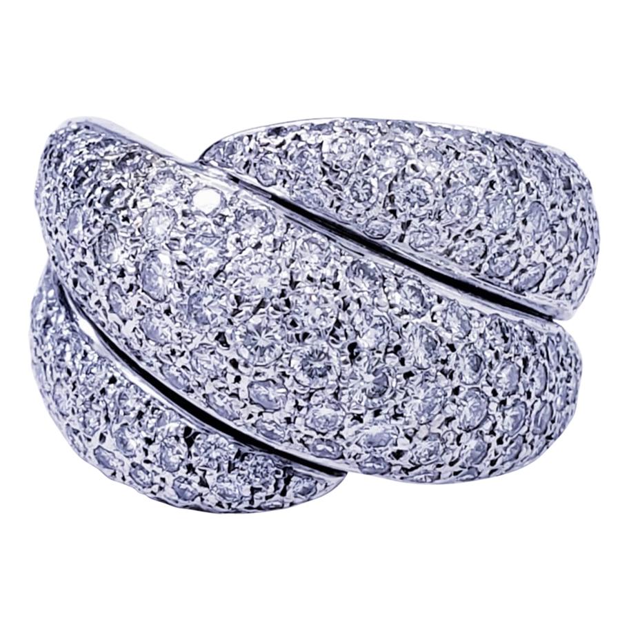 Bague cocktail vintage en or blanc 14 carats avec grappe de diamants de 8,00 carats