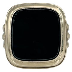 Retro 8 Karat Gold Black Onyx Rectangle Large Signet Ring