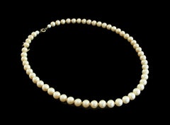 Vintage 8 mm. Faux Pearl Necklace - Gold Filled Clasp - U.S.A. - Circa 1950's