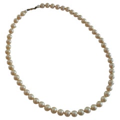Vintage 8 mm. Faux Pearl Necklace - Gold Filled Clasp - U.S.A. - Circa 1950's