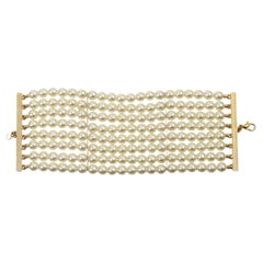 Vintage 8 Row Faux Pearl Bracelet Circa 1980s