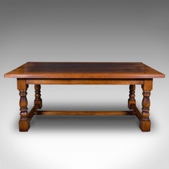 Vintage 8 Seat Country House Table, English, Oak, Refectory, Kitchen, Farmhouse