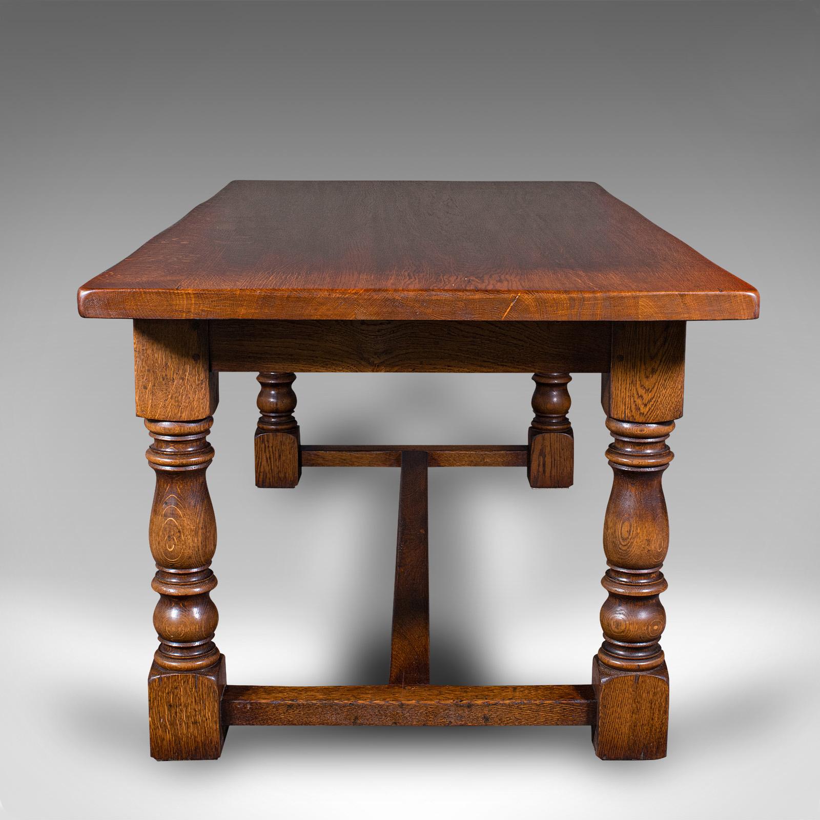 Mid-Century Modern Vintage 8 Seat Country House Table, English, Oak, Refectory, Kitchen, Farmhouse For Sale