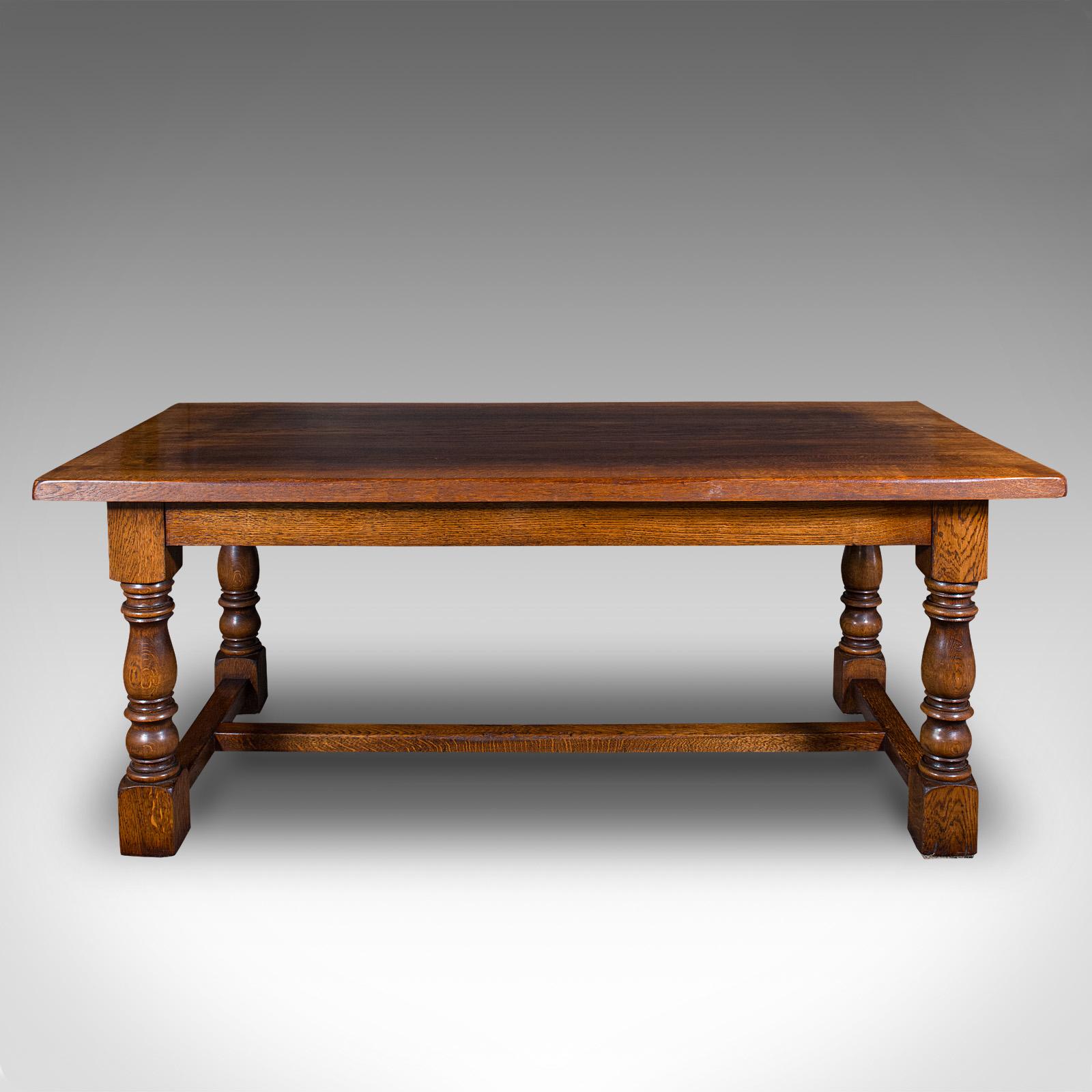British Vintage 8 Seat Country House Table, English, Oak, Refectory, Kitchen, Farmhouse For Sale