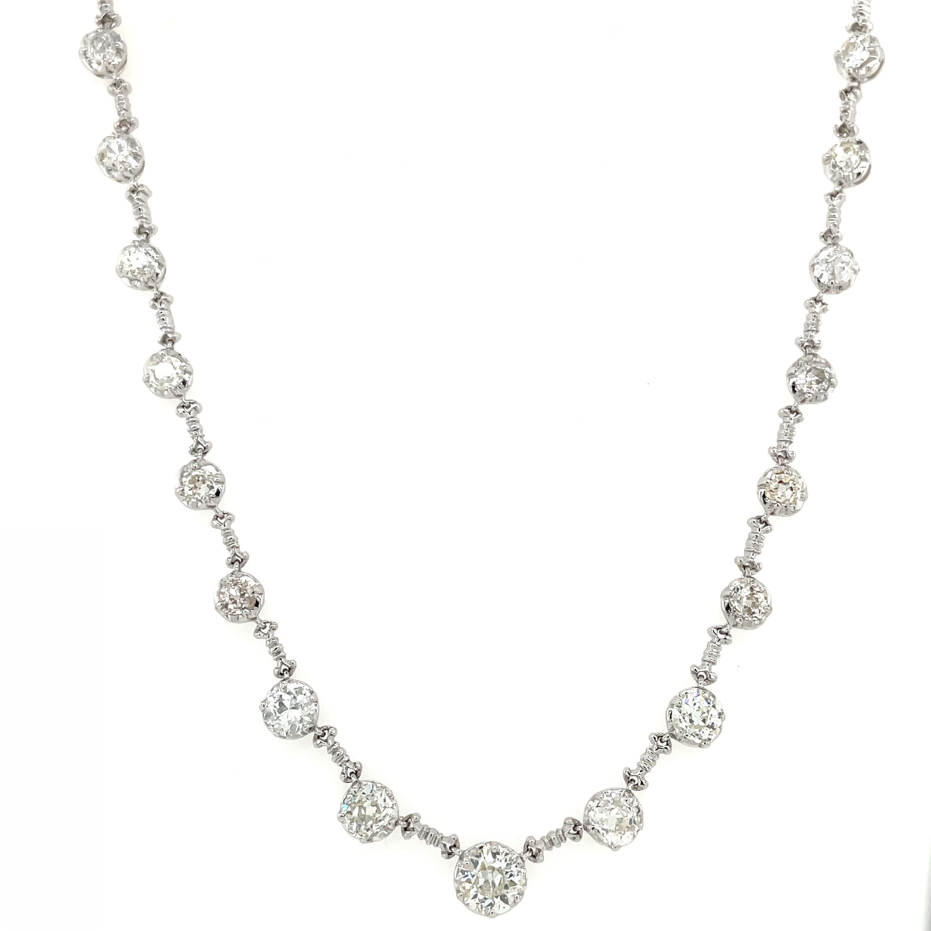 Vintage 8.00 Carat Diamond Gold Necklace