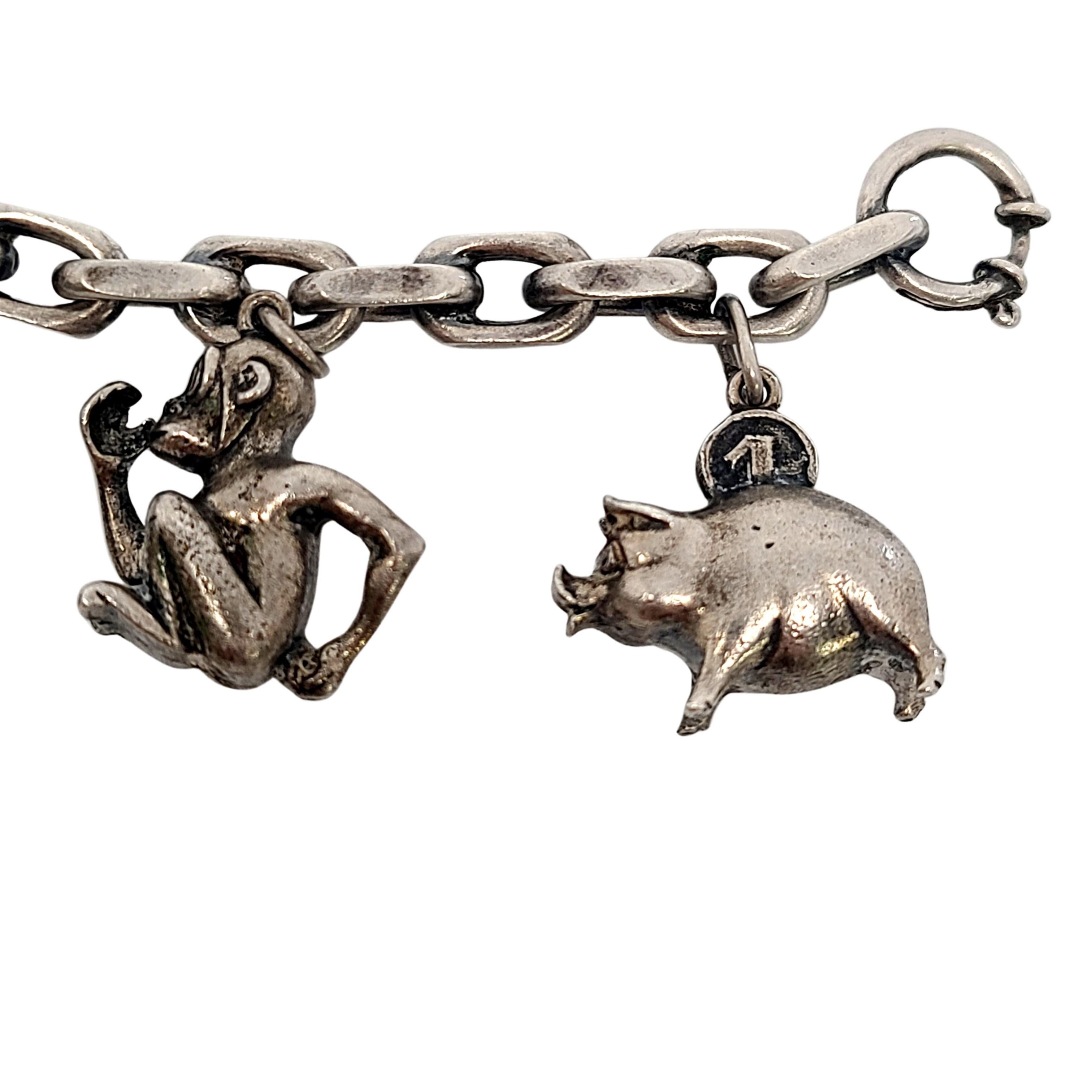 800 Silver Animal Charm Bracelet In Good Condition In Washington Depot, CT