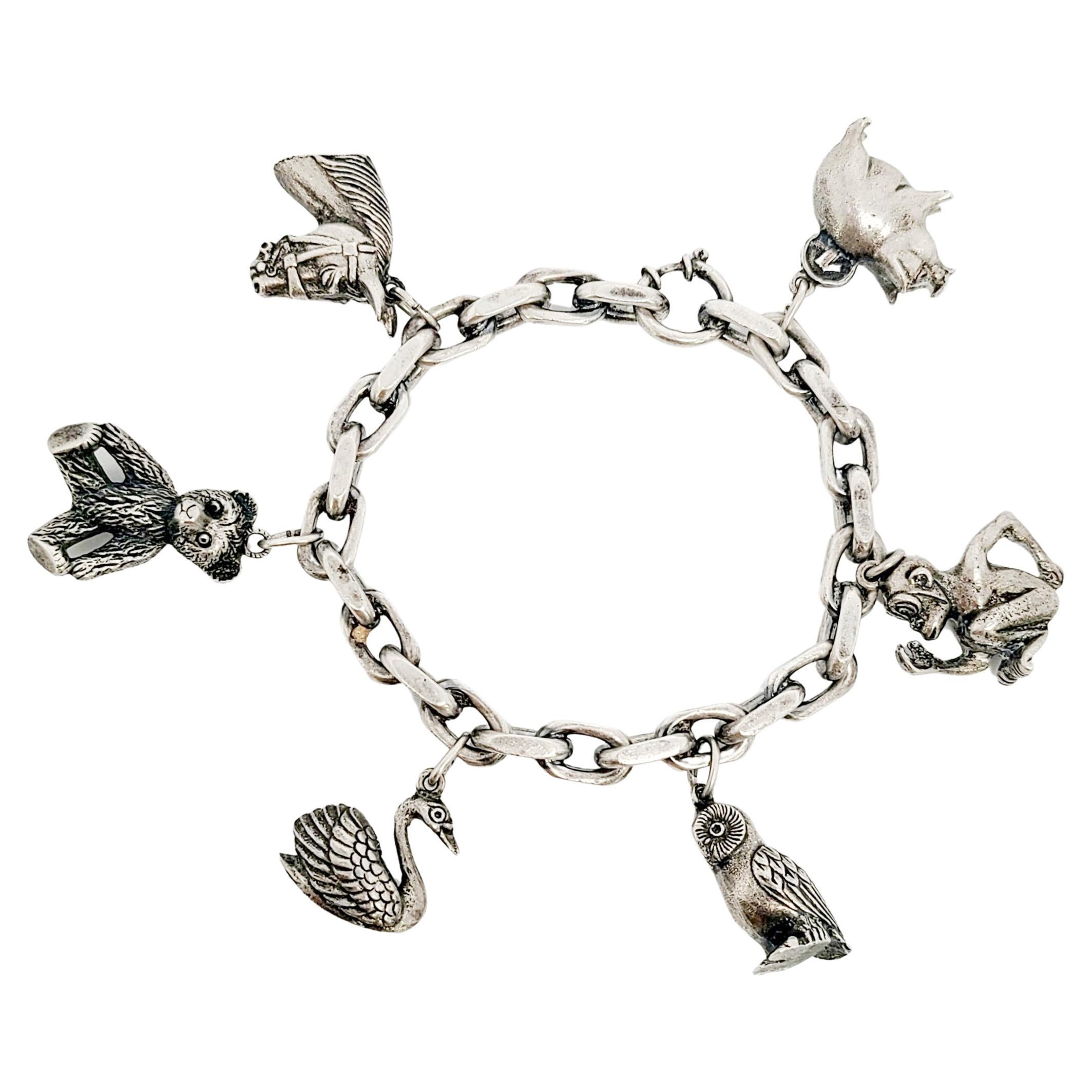 800 Silver Animal Charm Bracelet For Sale at 1stDibs | animal charm  bracelets
