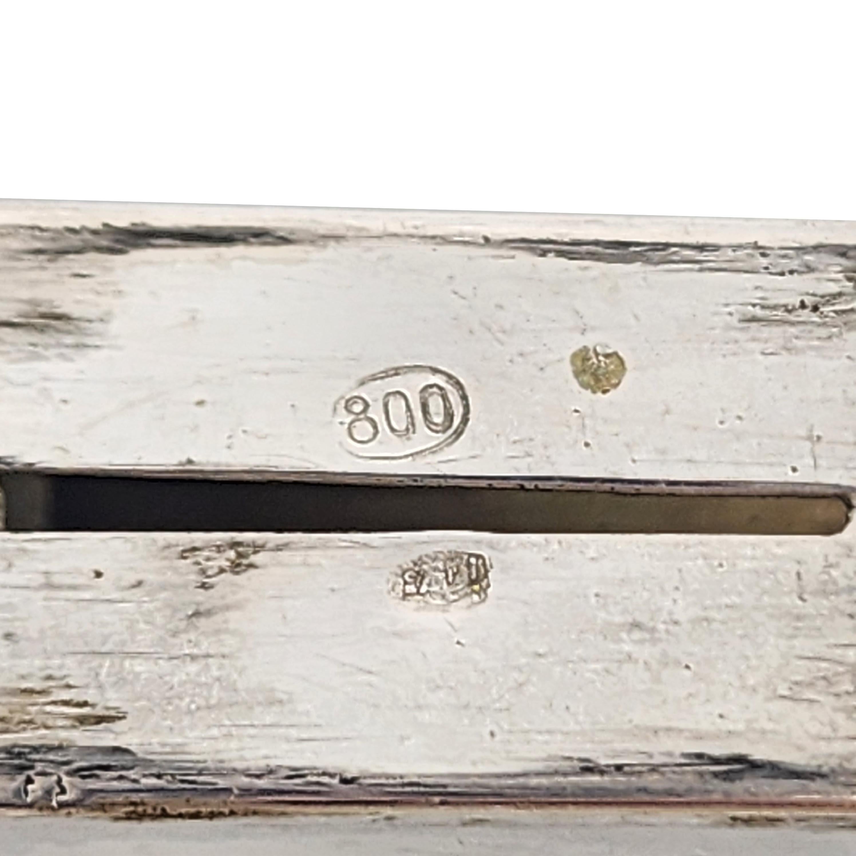 Vintage 800 Silver Italy Lipstick Mirror Case #16523 5