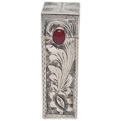 Vintage 800 Silver Italy Lipstick Mirror Case #16523
