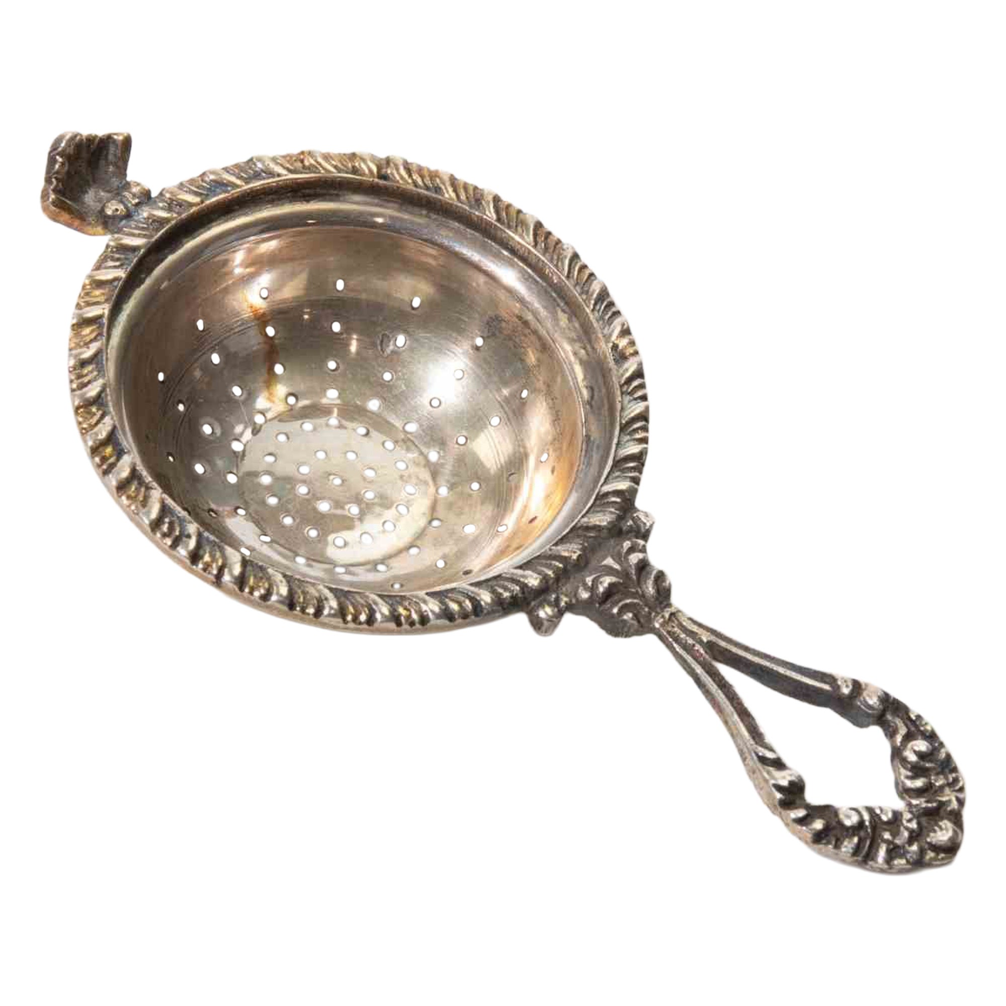 Vintage 800 Silver Tea Strainer – Ornate Handle Tea Infuser, 1970s