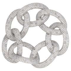 Vintage 80.00 carat diamond 18k white gold link bracelet