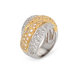 Vintage 80s 2.52ct Diamond Wide Band Sz 8.5 Ring 18k Gold Platinum Jewelry