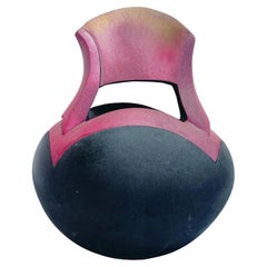 Vintage 80's Abstract Pink Ceramic Jar By Lynne Rachel Goldstein