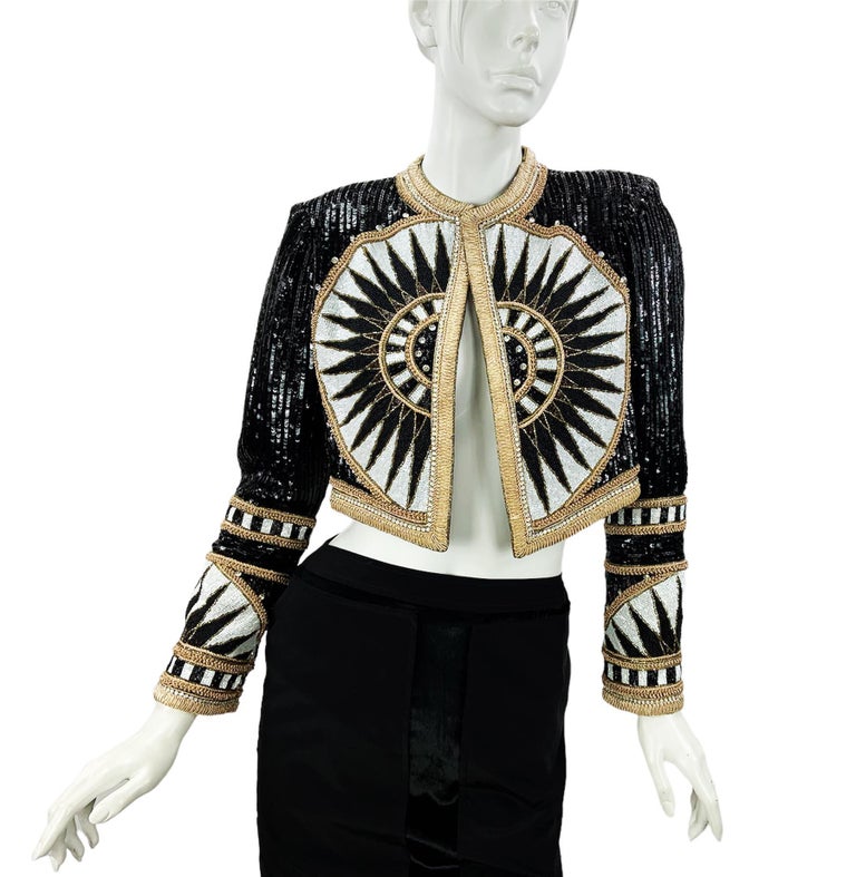 Vintage 80's Bob Mackie Fully Beaded Bolero Jacket size Small NEW