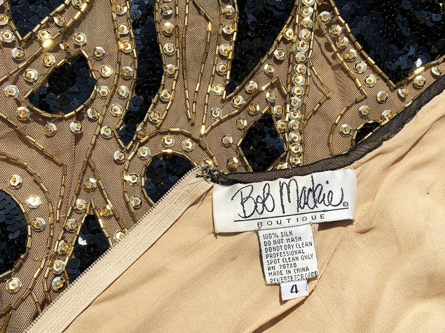 Vintage Bob Mackie Gold Black Mini Dress as seen on Fran *Princesses* 1991 US 4 en vente 3