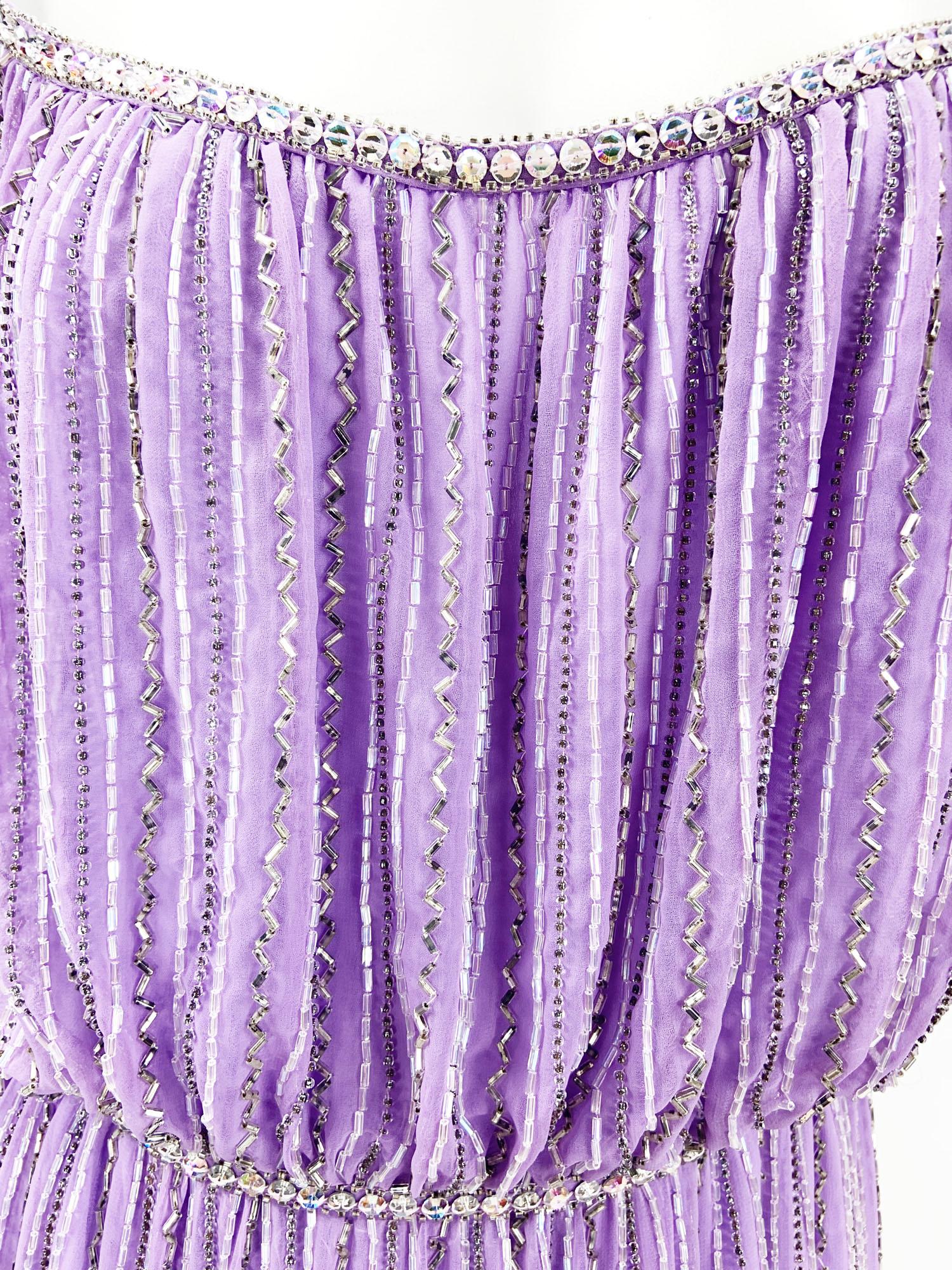 Vintage 80's Bob Mackie Lavendel voll Perlen Kleid Kleid US 6 im Angebot 2