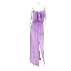 Vintage anni '80 Bob Mackie abito da sera lavanda con perline US 6