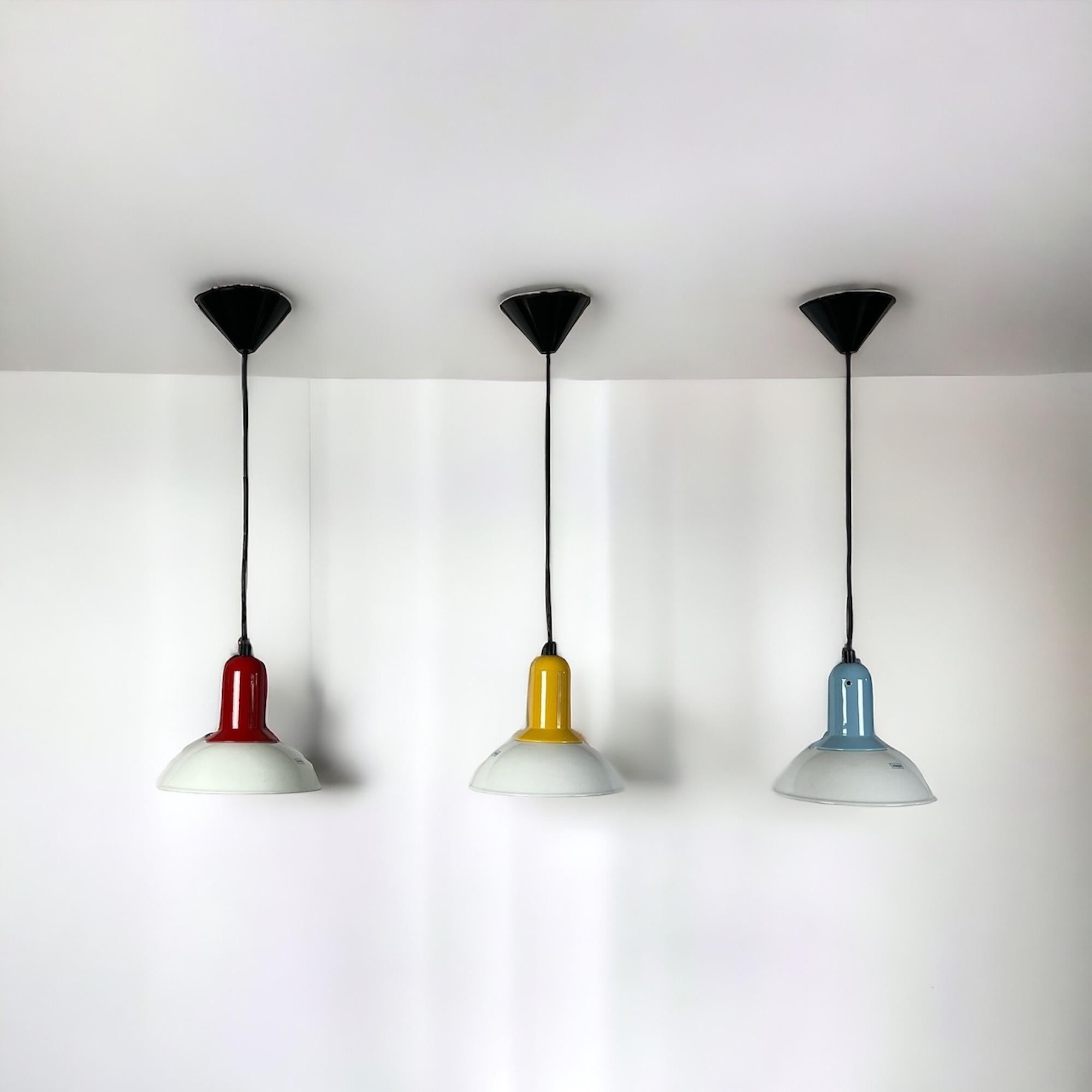 Minimalist Vintage 80s Ceramic Lamps Set by Imago Italy - New Old Stock with Vibrant Hues For Sale