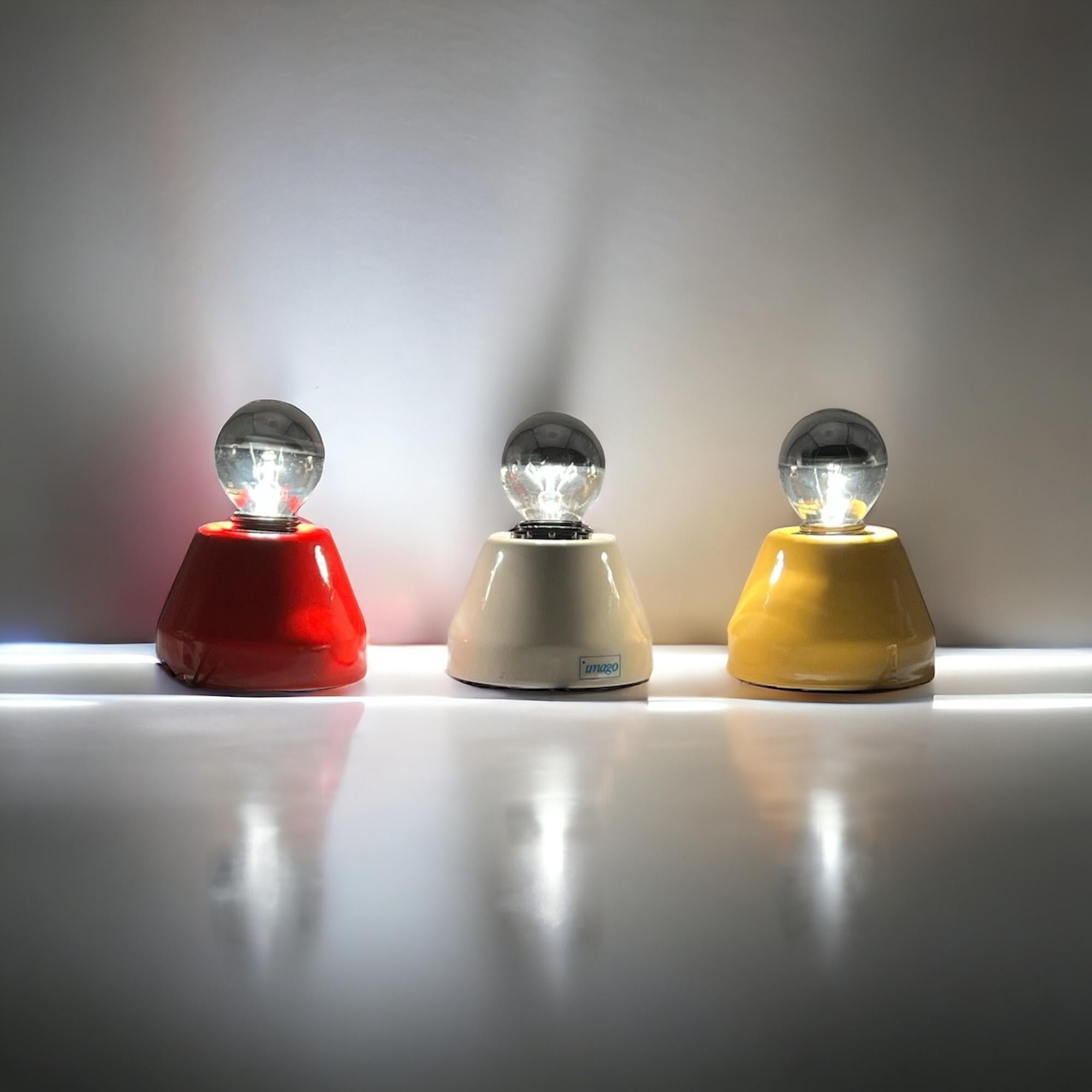 Vintage 80s Ceramic Lights Imago Italy - Vibrant Hues - Set of 3 New Old Stock For Sale 3