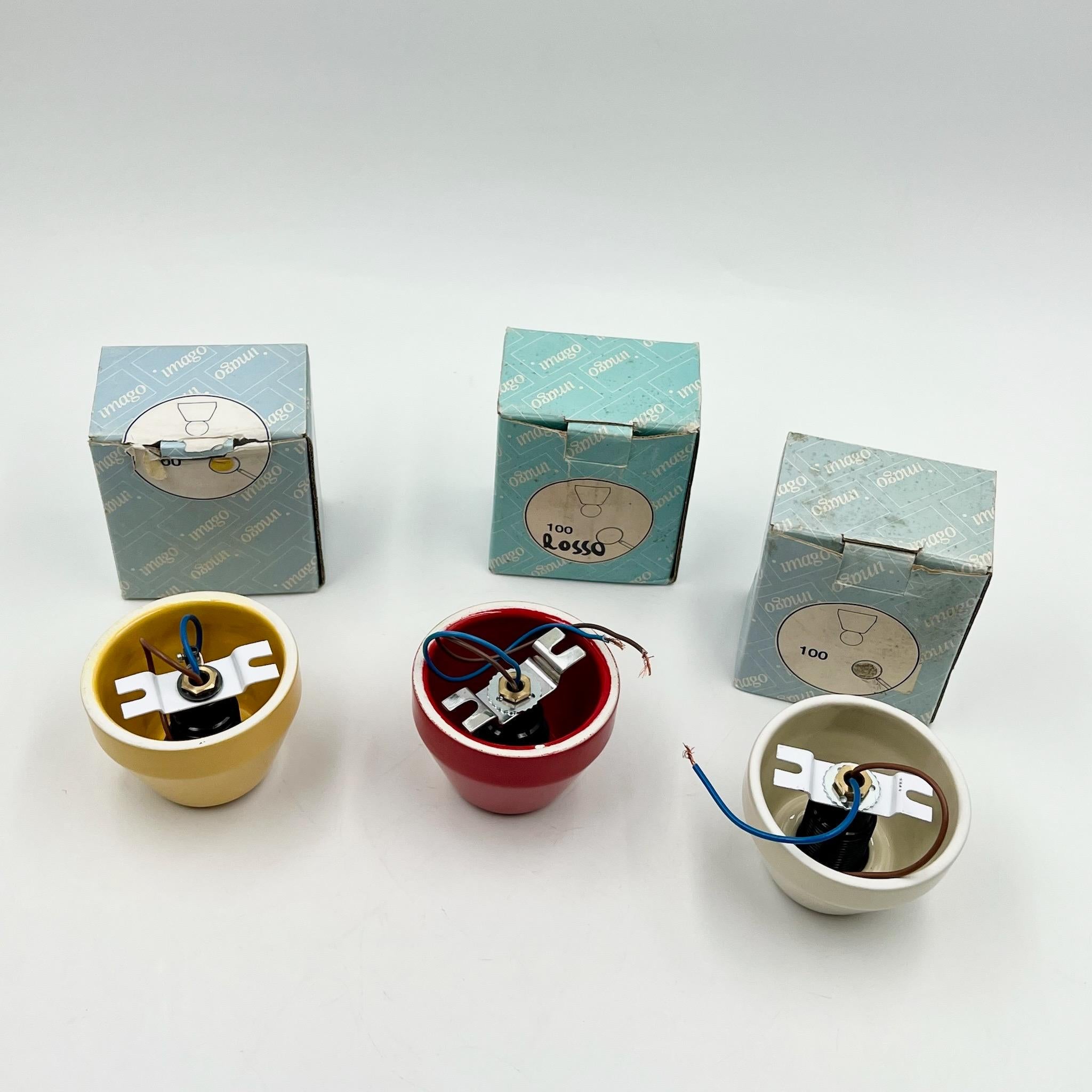 Vintage 80s Ceramic Lights Imago Italy - Vibrant Hues - Set of 3 New Old Stock For Sale 4