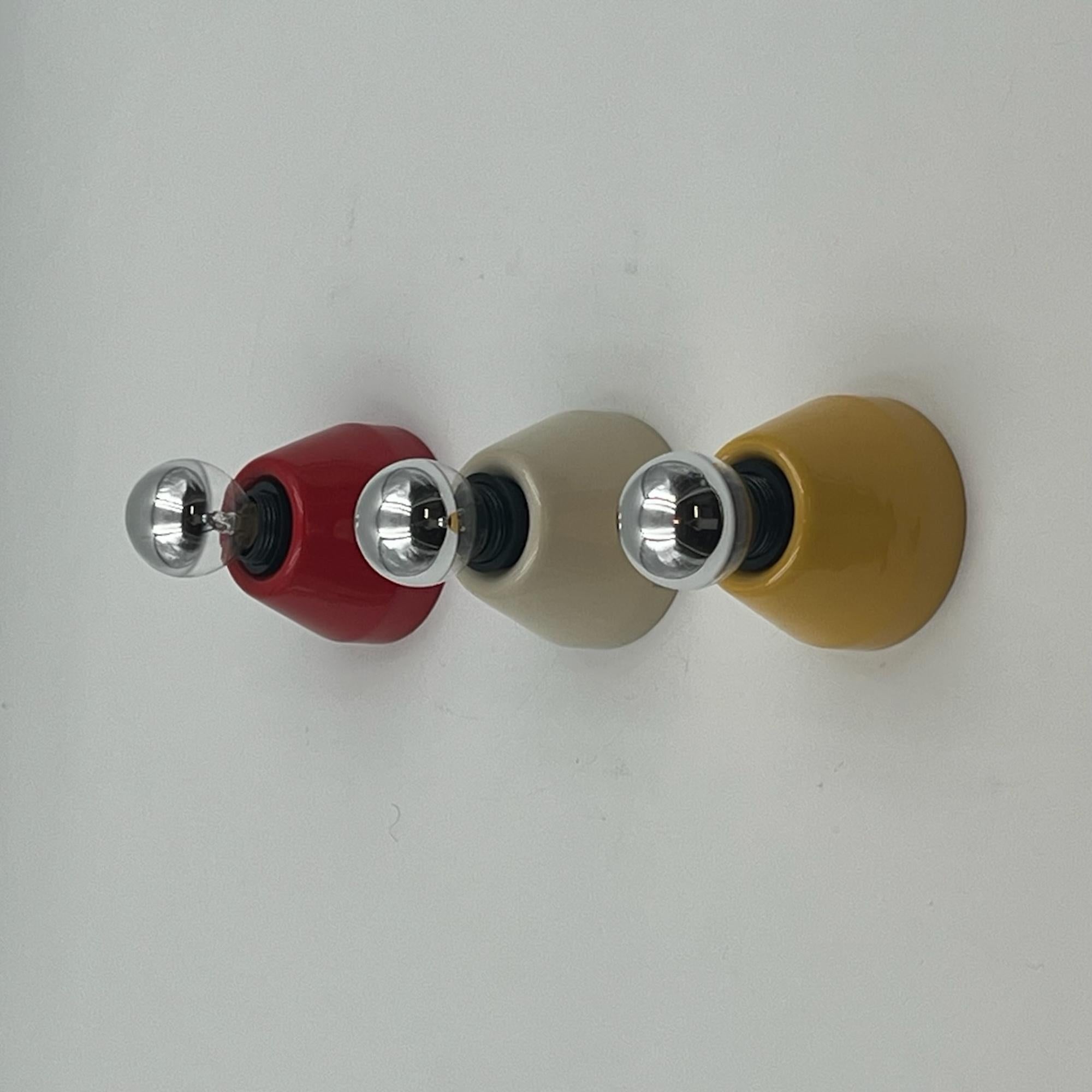 Italian Vintage 80s Ceramic Lights Imago Italy - Vibrant Hues - Set of 3 New Old Stock For Sale