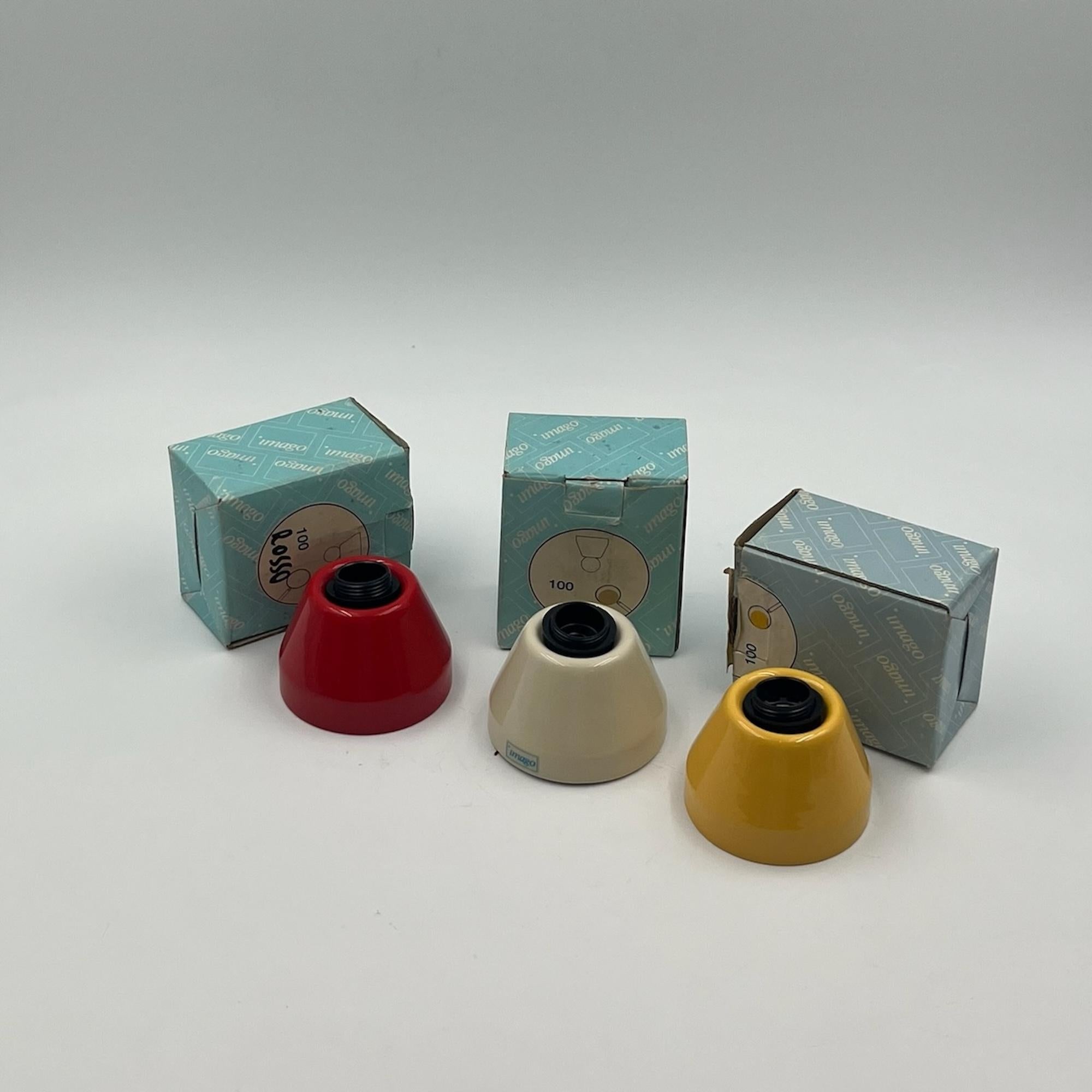 Vintage 80s Ceramic Lights Imago Italy - Vibrant Hues - Set of 3 New Old Stock In Good Condition For Sale In San Benedetto Del Tronto, IT