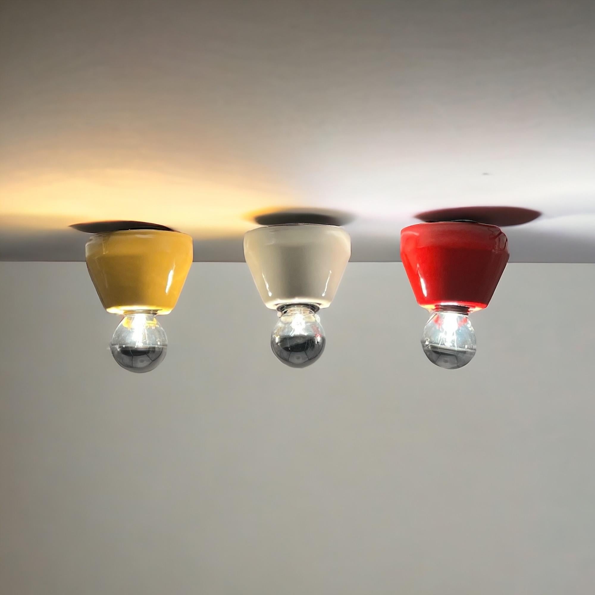 Metal Vintage 80s Ceramic Lights Imago Italy - Vibrant Hues - Set of 3 New Old Stock For Sale