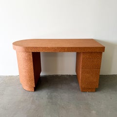 Vintage 1980s Deco Postmodern Burlwood Writing Desk