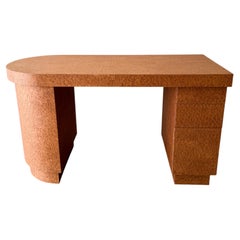 Vintage 1980s Deco Postmodern Burlwood Writing Desk
