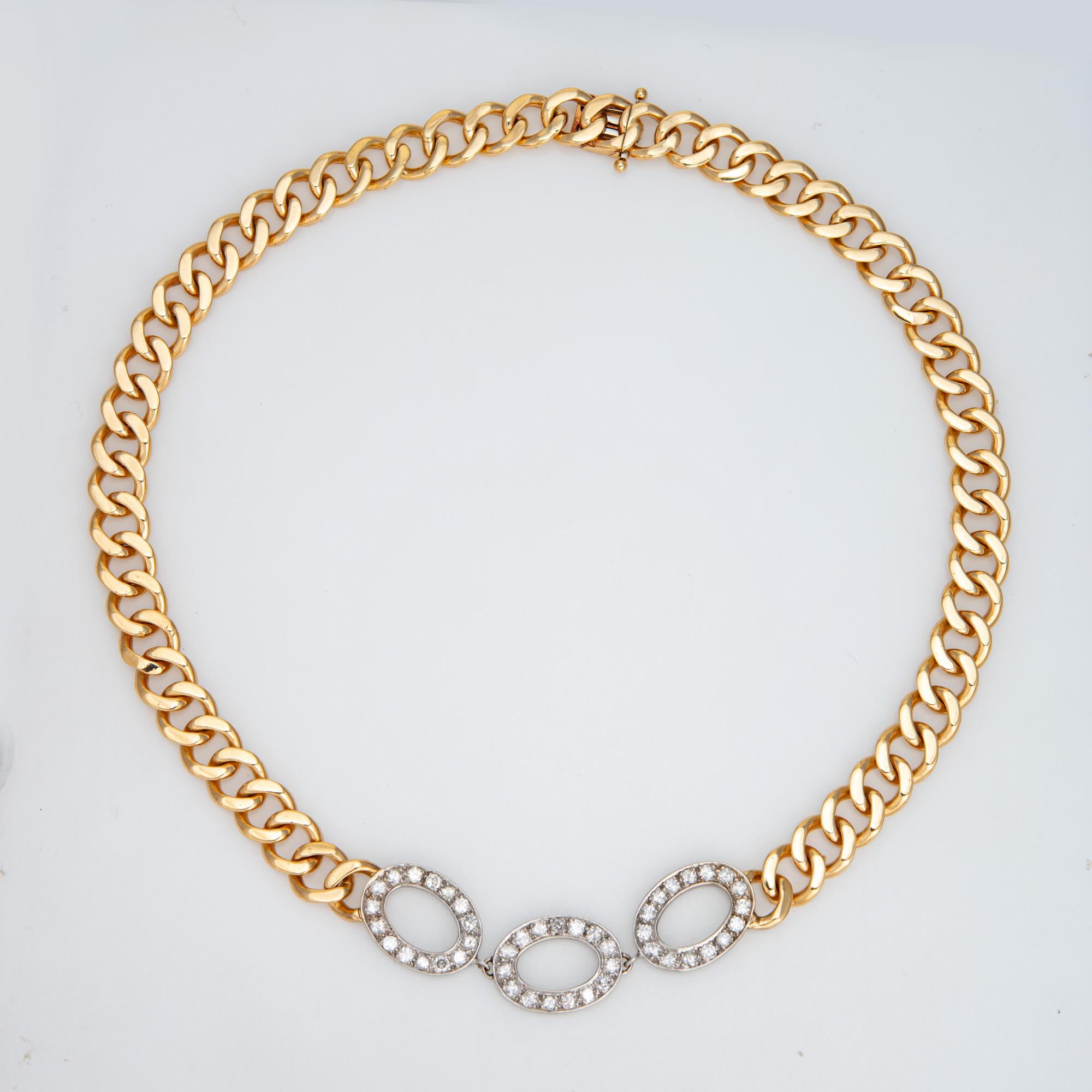 Modern Vintage 80s Diamond Curb Link Necklace 14