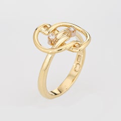 Vintage 80s Diamond Ring 14k Yellow Gold Estate Fine Jewelry Low Profile