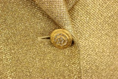 Escada Couture Gold Toned Metallic Shinny Shawl Blazer