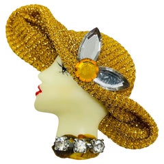 Broche vintage 80's flapper art deco style ladies face designer broche