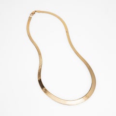 Vintage 80s Herringbone Necklace 14k Yellow Gold Graduated 8.6gm
